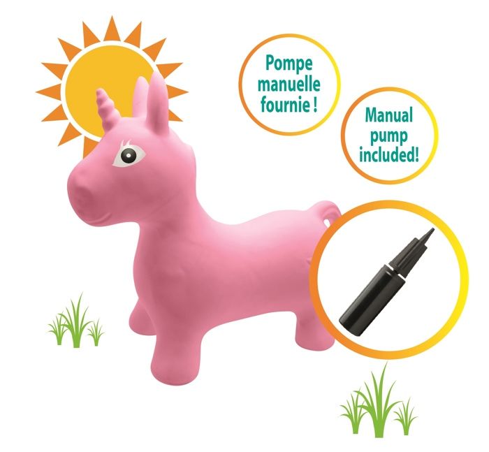 Porteur - LEXIBOOK - Licorne Sauteuse Gonflable en Peluche - Housse Amovible - Pour Enfant a partir de 3 ans