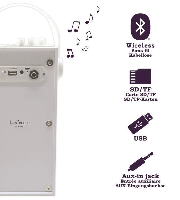 Enceinte Karaoké Enfant - LEXIBOOK - iParty - Bluetooth V5.0 - Effets Lumineux