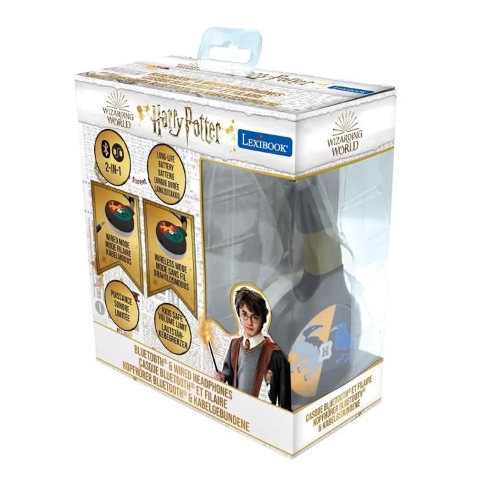 HARRY POTTER - Casque 2 en 1 Bluetooth - Filaire confortable et pliable pour enfants avec limitation de son - LEXIBOOK