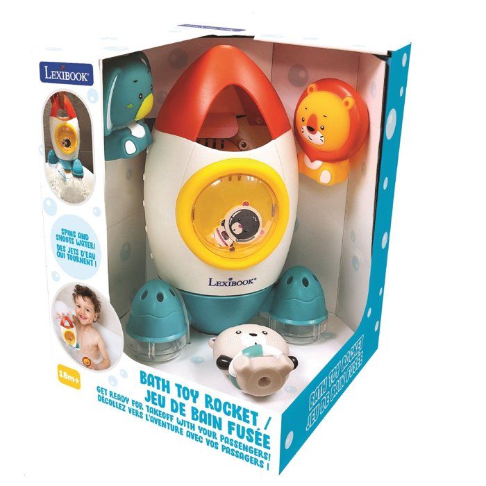 Jeu de bain fusée avec 3 animaux souples - LEXIBOOK - pour enfants de 18 mois et plus - jets d'eau tournants