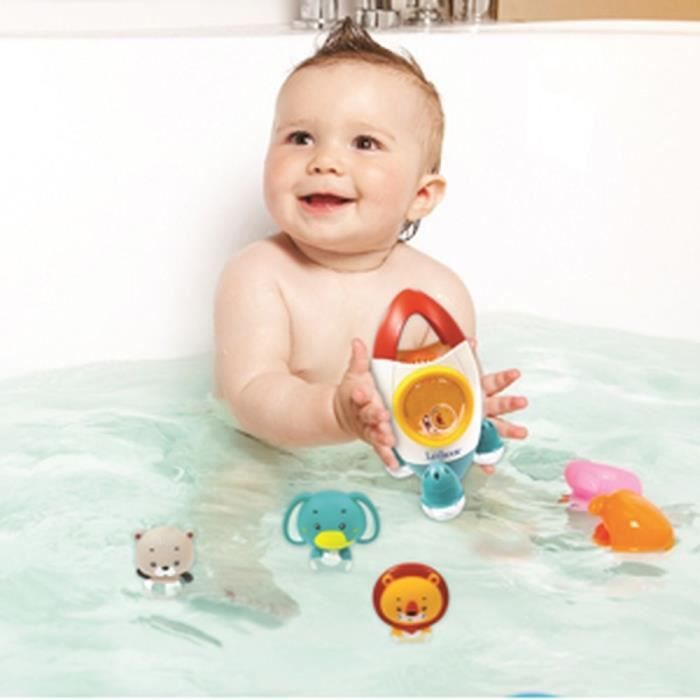 Jeu de bain fusée avec 3 animaux souples - LEXIBOOK - pour enfants de 18 mois et plus - jets d'eau tournants