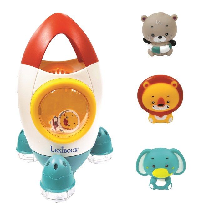 Jeu de bain fusée avec 3 animaux souples - LEXIBOOK - pour enfants de 18 mois et plus - jets d'eau tournants