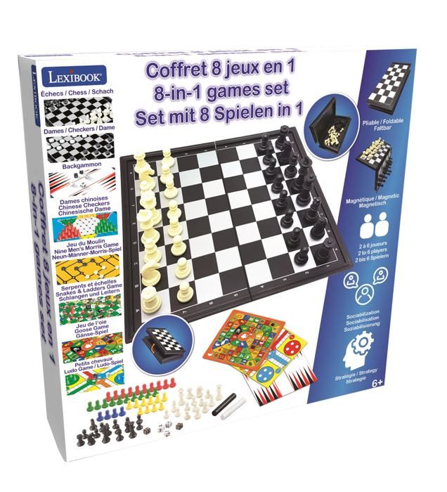 Jeux de société magnétiques  coffret 8 jeux en 1, De 2 a 6 joueurs