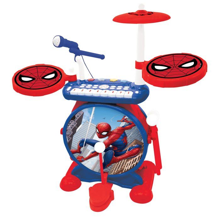 SpiderMan - Batterie électronique pour enfant - Lumineuse - Complete avec clavier, cymbales et tabouret - Lexibook