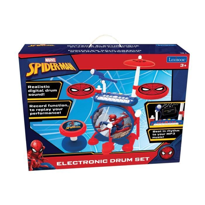 SpiderMan - Batterie électronique pour enfant - Lumineuse - Complete avec clavier, cymbales et tabouret - Lexibook