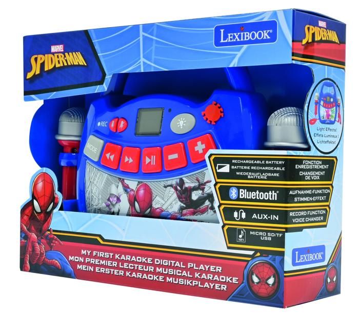 Enceinte Bluetooth Spider-Man - LEXIBOOK - Effets Lumineux, Micros, Karaoké et Enregistrement