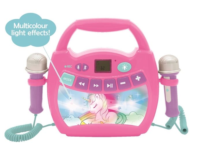 Enceinte Bluetooth Licorne - LEXIBOOK - Effets Lumineux, Micros et Batterie Rechargeable