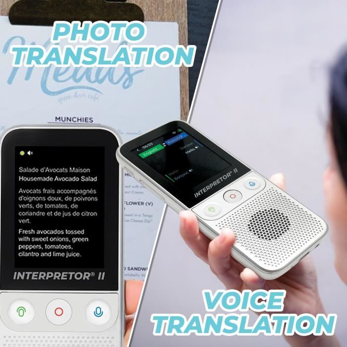 Interpretor  2 - Traducteur vocal instantané d'Intelligence Artificielle 137 langues avec appareil photo