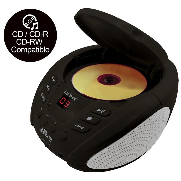 Lecteur CD Bluetooth LEXIBOOK iParty avec Effets Lumineux et USB - Pour Enfant - Noir