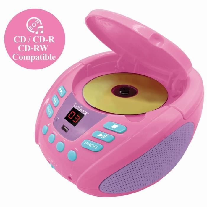 Lecteur CD Portable Bluetooth Licorne - LEXIBOOK - Effets Lumineux - USB - Enfant - Violet - Rose