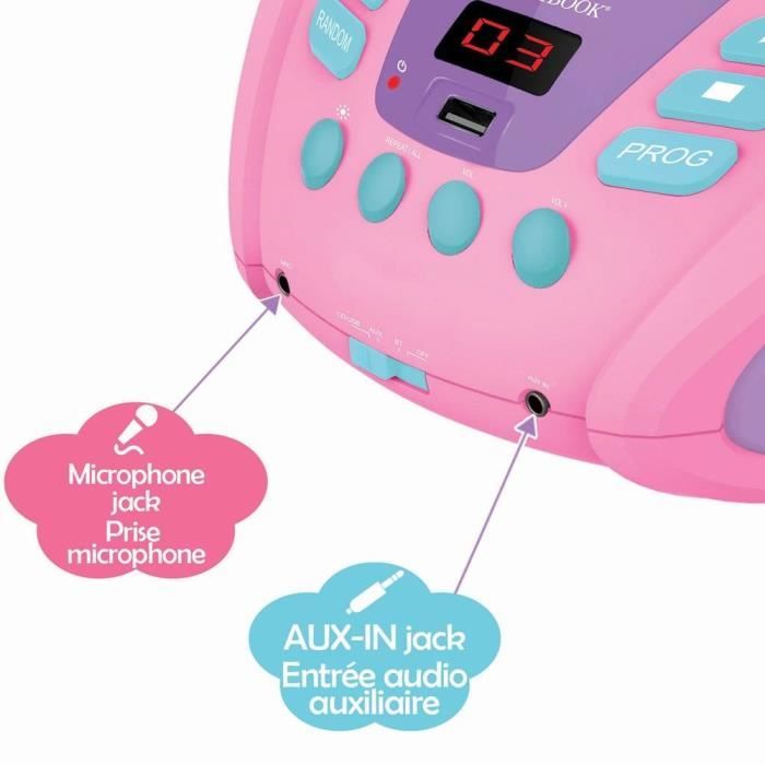 Lecteur CD Portable Bluetooth Licorne - LEXIBOOK - Effets Lumineux - USB - Enfant - Violet - Rose