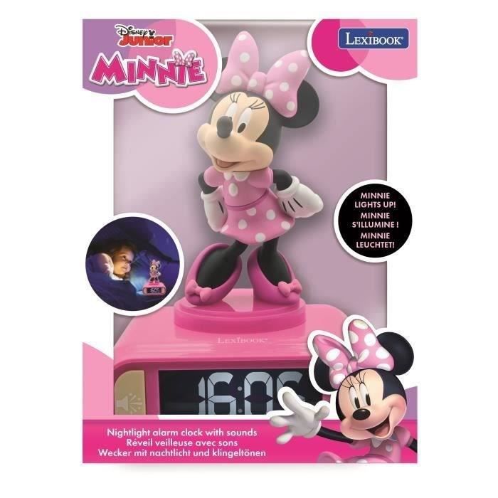 Réveil digital Minnie 3D avec veilleuse lumineuse et effets sonores - LEXIBOOK - Pile - Rose et noir