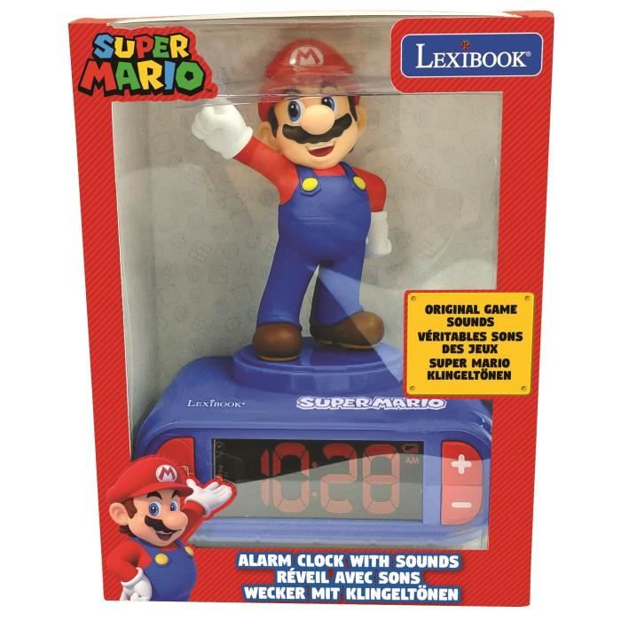 SUPER MARIO - Réveil digital avec veilleuse lumineuse en 3D et effets sonores - LEXIBOOK