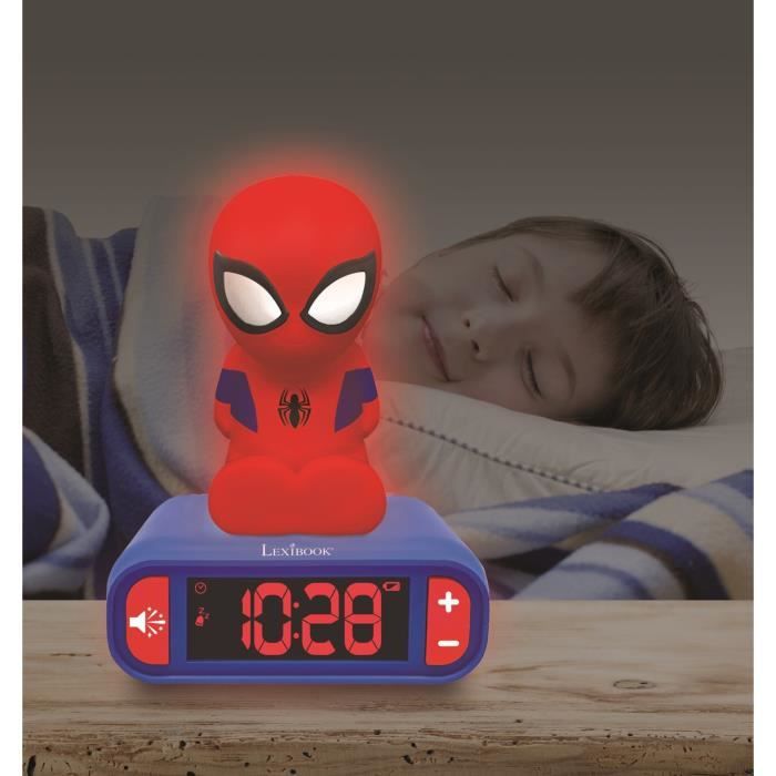 SPIDER-MAN - Réveil digital avec veilleuse lumineuse en 3D et effets sonores - LEXIBOOK