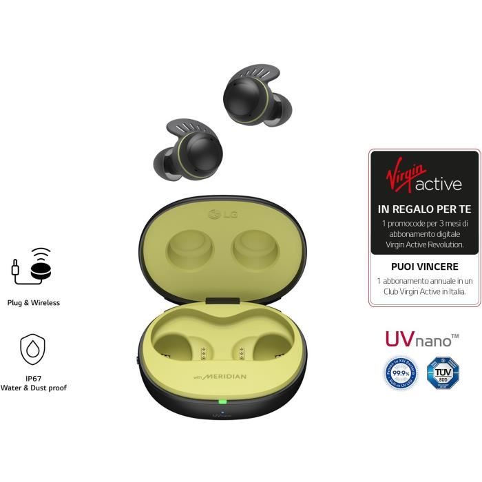 Ecouteurs de sport LG TONE Free Fit TF8Q - Bluetooth - True Wireless - Etanches (IP67) - Noir