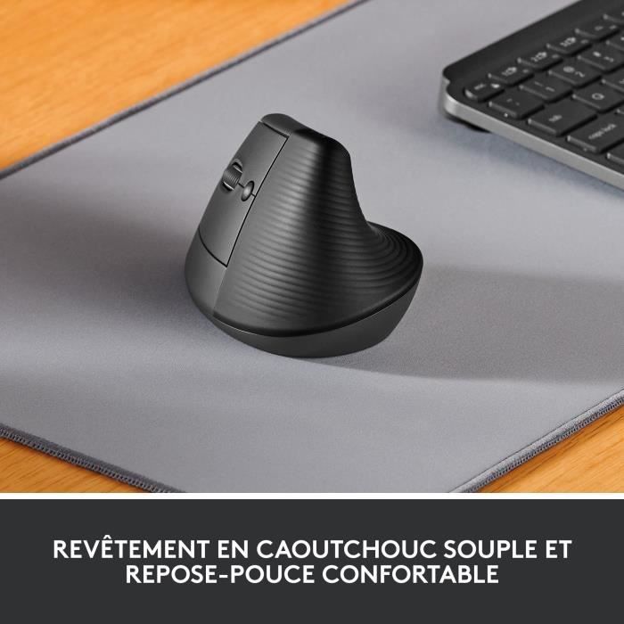 Souris Logitech Lift Left Ergonomique Verticale, Sans Fil, Silencieuse - Graphite