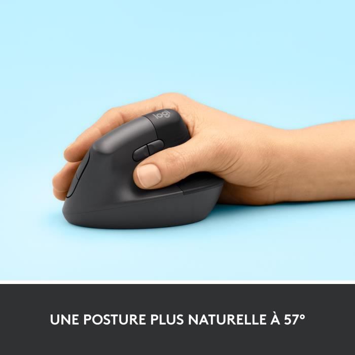 Souris ergonomique - Sans fil - Logitech - Droitier - Graphite