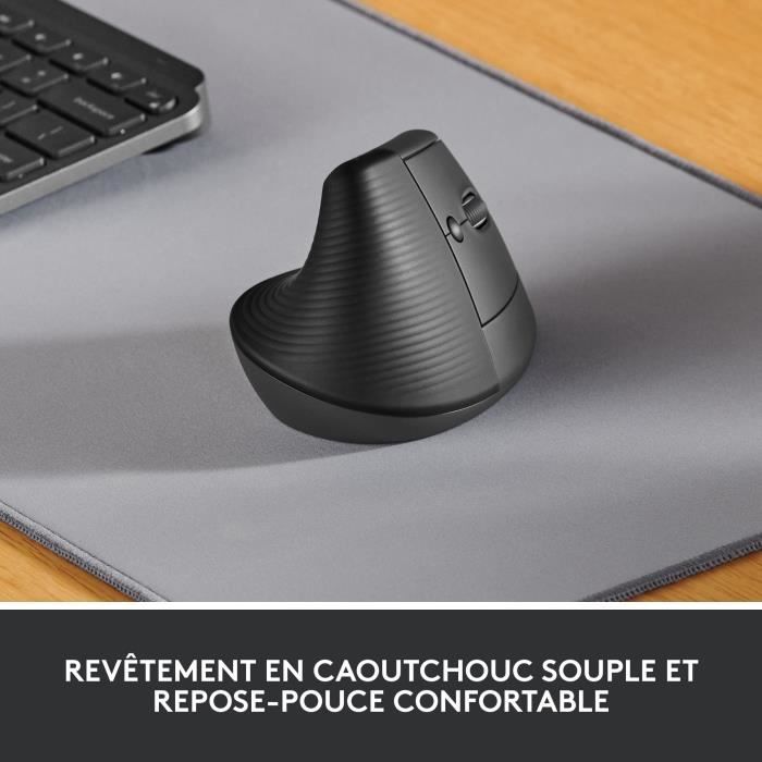 Souris ergonomique - Sans fil - Logitech - Droitier - Graphite