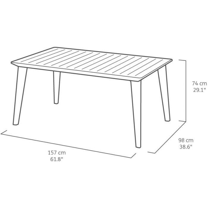 Table de jardin - rectangulaire 160cm - cappuccino - en résine - 6 personnes - Lima -Allibert by KETER