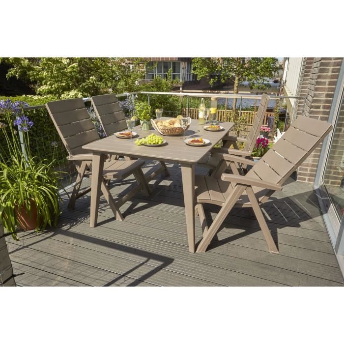 Table de jardin - rectangulaire 160cm - cappuccino - en résine - 6 personnes - Lima -Allibert by KETER