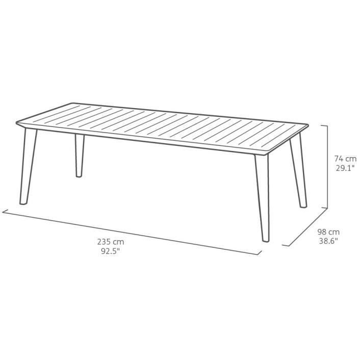 Table de jardin - rectangulaire - gris graphite - en résine - 8 a 10 personnes - Lima - Allibert by KETER