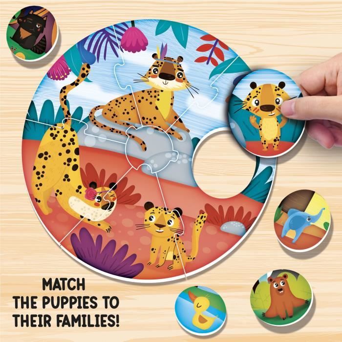 Jeu de logique - LISCIANI - Montessori Baby Round Puppies - Associer chiots et meres - Découverte des animaux