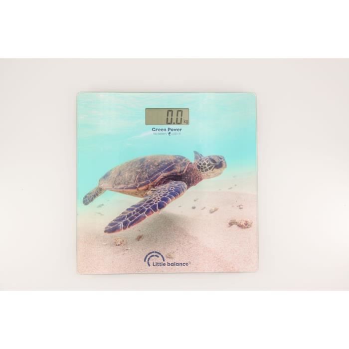 Pese-personne électronique - LITTLE BALANCE - 8653 - USB - 180 kg / 100 g - Motif tortue verte