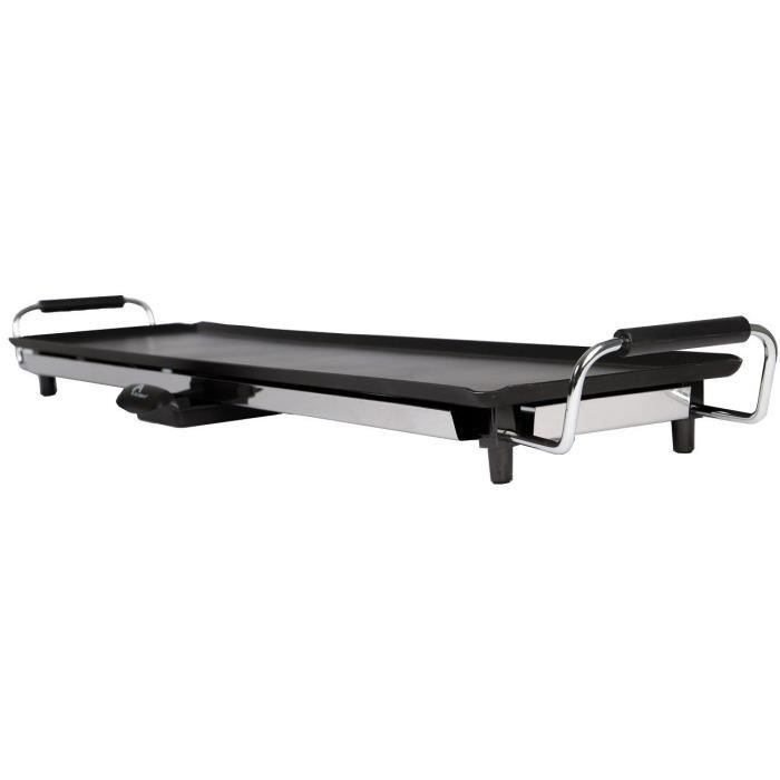 LITTLE BALANCE 8239 Happy Plancha 90, Plancha électrique 8-10 personnes, Plaque XXL anti-adhésive, Tout aliment, 2000W, Noir/Inox