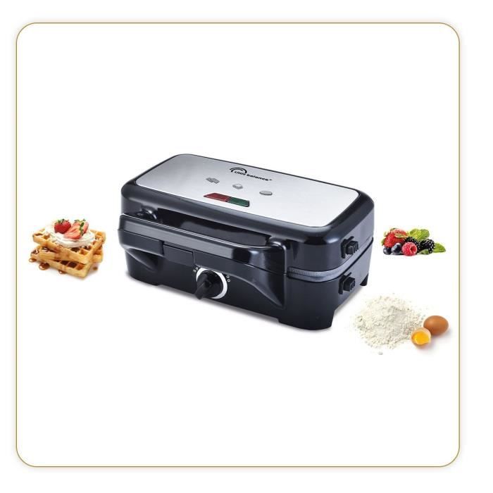 LITTLE BALANCE 8368 Speed'n Mixt 1200, Gaufrier & Grill 2 en 1, 1 plaque Gaufres, 1 plaque Gril interchangeables, 1200 W, Inox