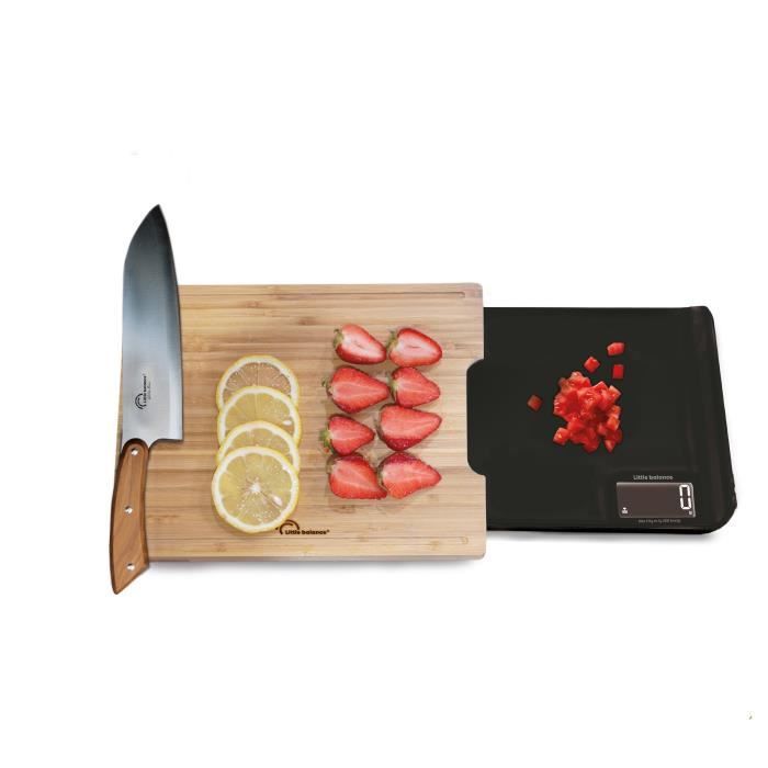 LITTLE BALANCE 8399 Chef 5 Trio USB, Balance de cuisine sans pile, Rechargeable USB, 3 en 1 : Coupez, pesez, versez, 5 kg/1g,