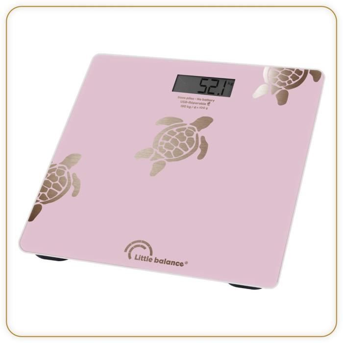 Pese-personne - LITTLE BALANCE - 8729 - Tortues gold métallisées - USB-réparable - 180 kg / 100 g - Rose