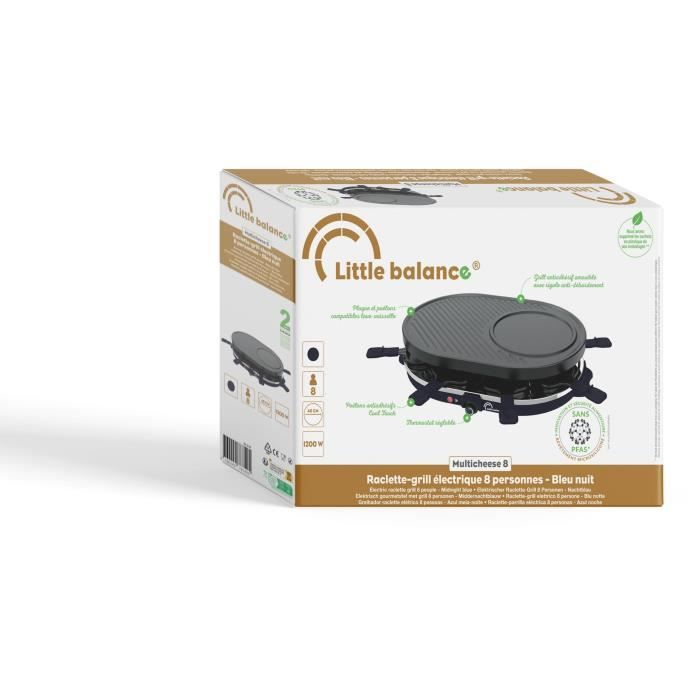 Appareil a raclette - LITTLE BALANCE - Multi cheese - 1200 W - 8 personnes - Grill / crepe amovible - Bleu nuit