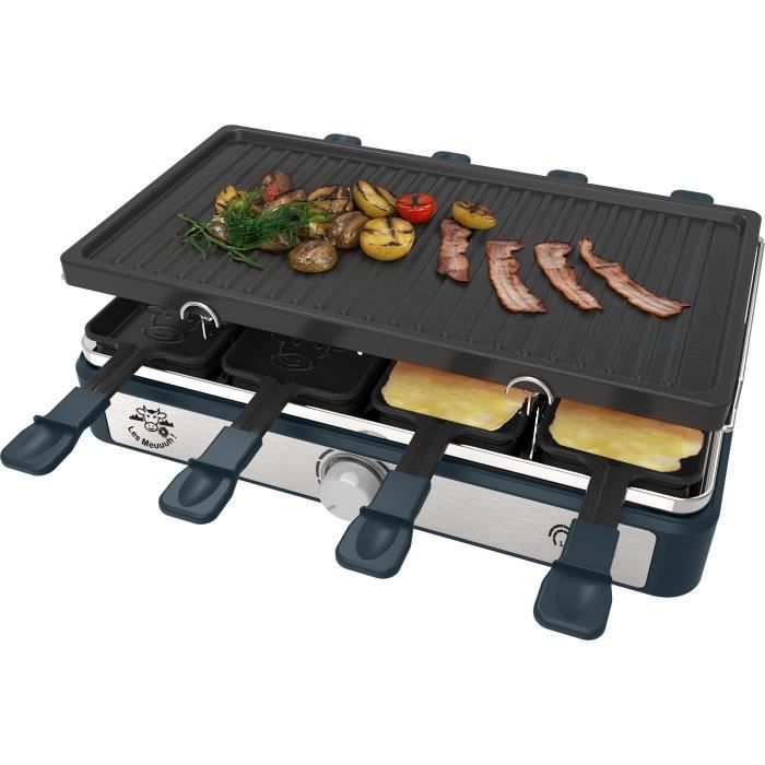 Appareil a raclette rectangulaire - LITTLE BALANCE - Maxi Grill & Cheese - 1400 W - 8 personnes - Meuuh / design poivre