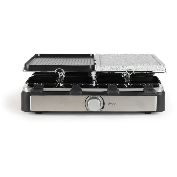 Appareil a raclette LIVOO - 8 personnes - plateaux amovibles en pierre et fonte d'aluminium