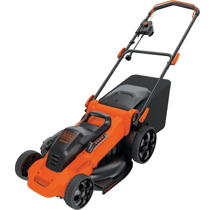 Tondeuse électrique 48cm LM2000-QS BLACK+DECKER - Fonction mulching, éjection latérale ou bac de ramassage souple 50L