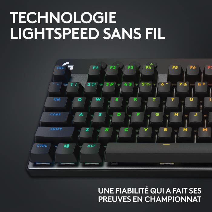 Clavier gamer - Sans fil - Logitech G - G Pro X TKL Lightspeed - Retroeclaire - AZERTY - Noir