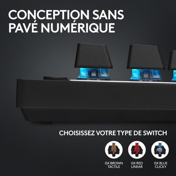 Clavier gamer - Sans fil - Logitech G - G Pro X TKL Lightspeed - Retroeclaire - AZERTY - Noir