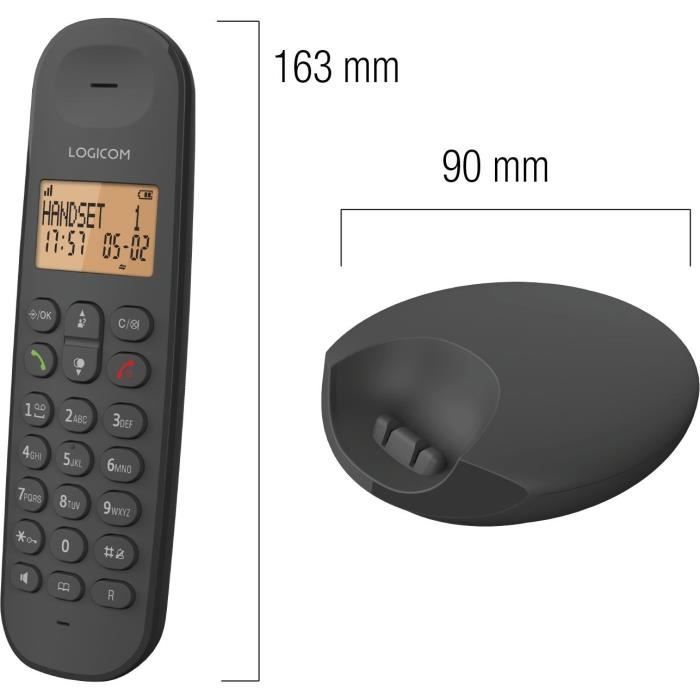 Téléphone fixe sans fil - LOGICOM - DECT ILOA 250 DUO - Noir - Sans répondeur