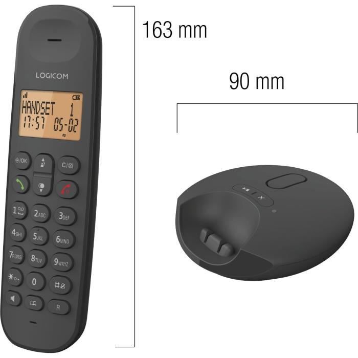 Téléphone fixe sans fil - LOGICOM - DECT ILOA 155T SOLO - Noir - Avec répondeur