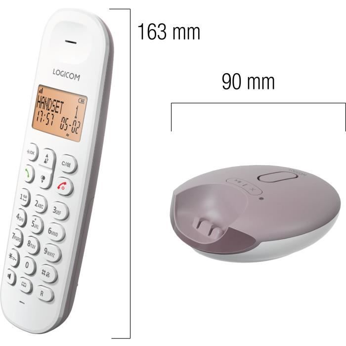 Téléphone fixe sans fil - LOGICOM - DECT ILOA 155T SOLO - Taupe - Avec répondeur