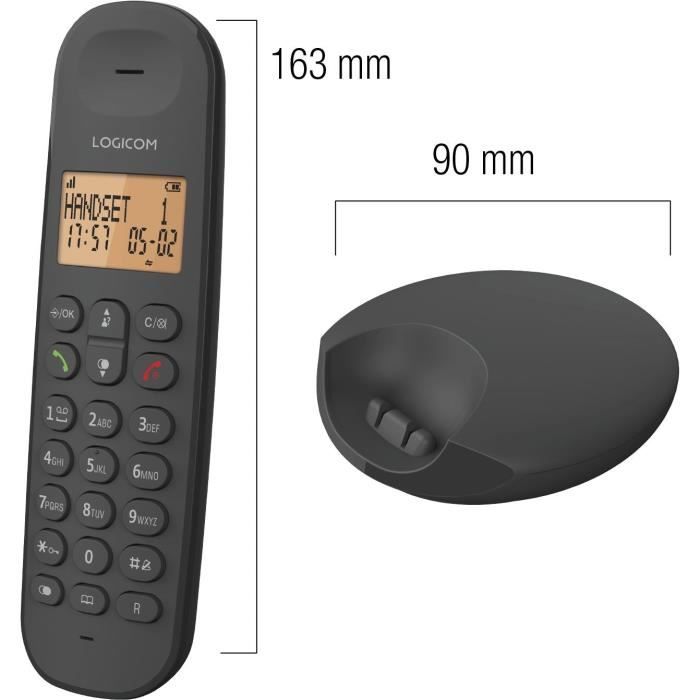 Téléphone fixe sans fil - LOGICOM - DECT ILOA 150 SOLO - Ardoise - Sans répondeur