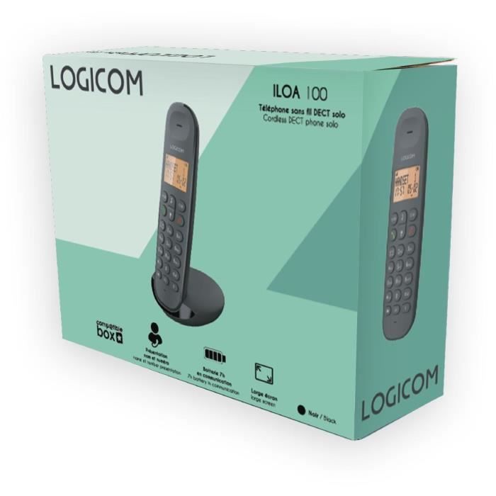 Téléphone fixe sans fil - LOGICOM - DECT ILOA 150 SOLO - Ardoise - Sans répondeur