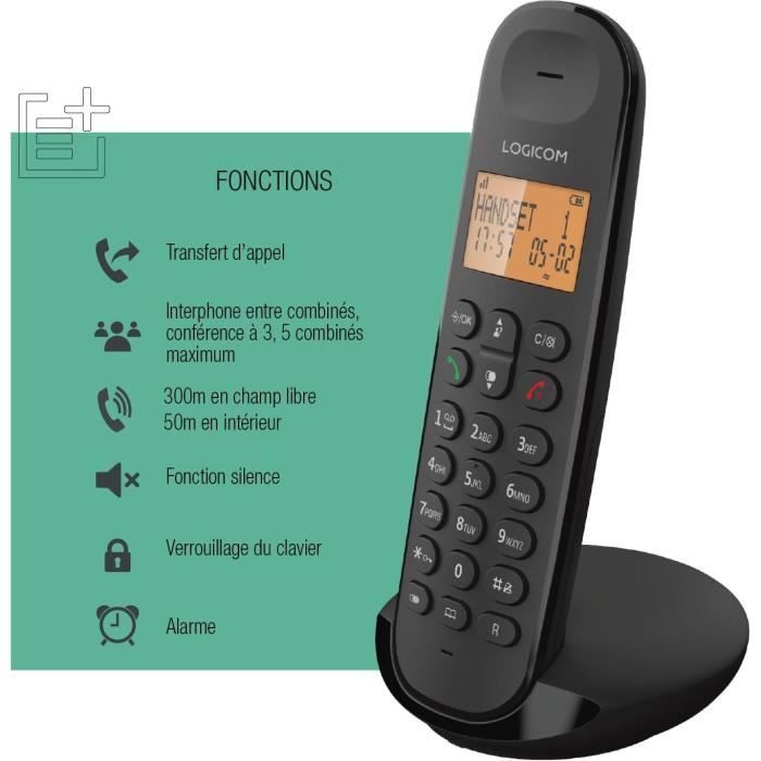 Téléphone fixe sans fil - LOGICOM - DECT ILOA 150 SOLO - Ardoise - Sans répondeur