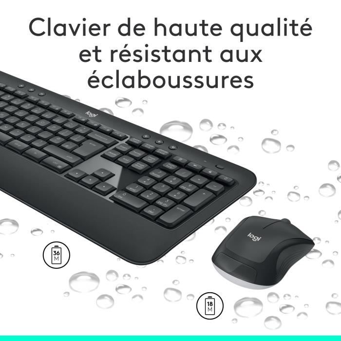 Ensemble clavier souris - Sans fil - Logitech - MK540 - AZERTY