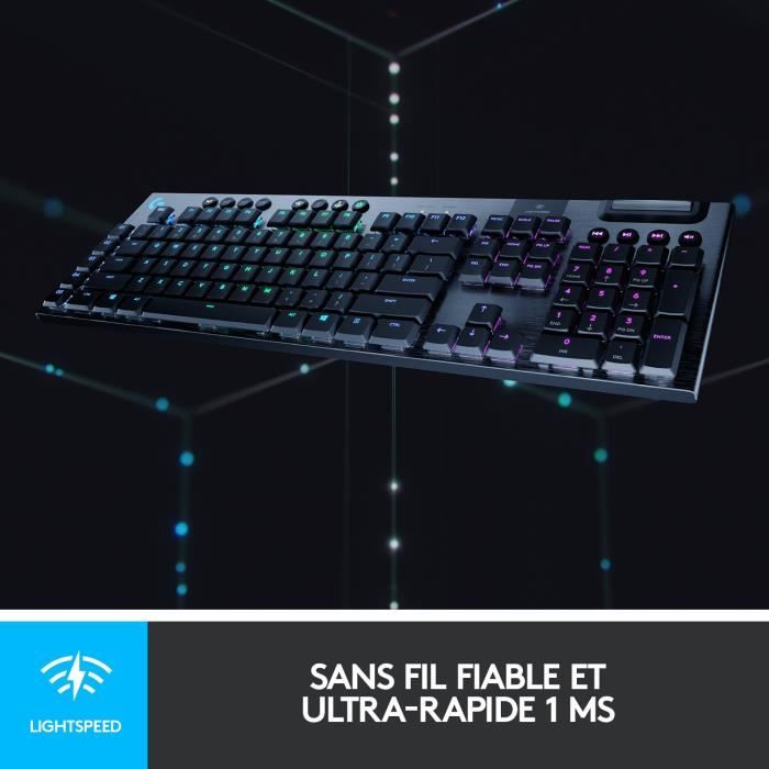 Clavier gamer - Sans fil - Logitech G - G915 Lightspeed - Switch GL Tactile - AZERTY - Noir