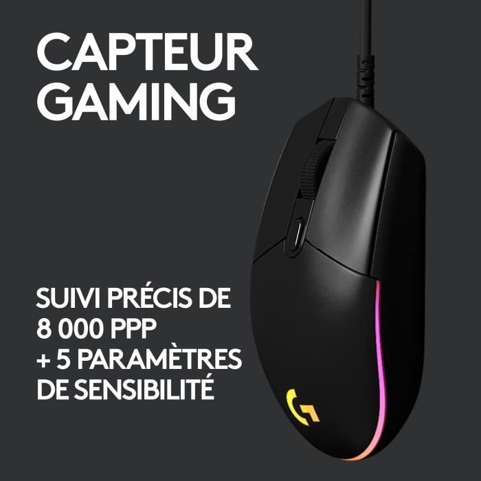 Souris gamer - Filaire - Logitech G - G203 - Lightsync - RGB - USB - Noir