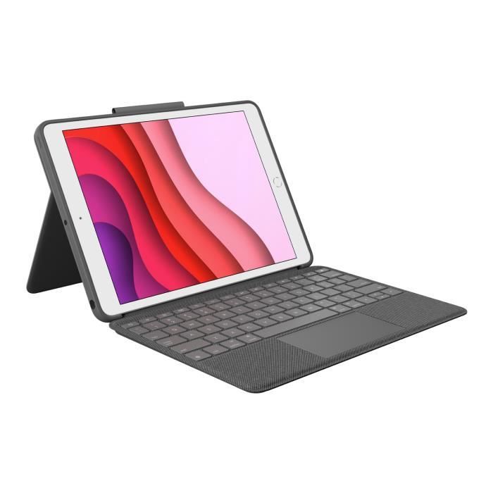 Clavier pour tablette Logitech Etui clavier sans fil Azerty Combo Touch pour iPad 9eme génération, 8eme génération et 7eme génératio