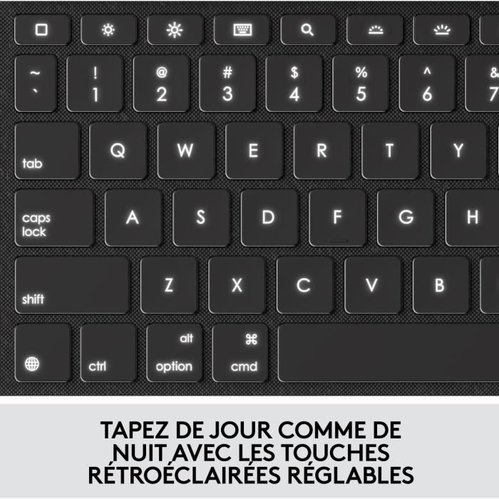 Clavier pour tablette Logitech Etui clavier sans fil Azerty Combo Touch pour iPad 9eme génération, 8eme génération et 7eme génératio