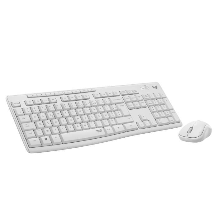 Ensemble clavier souris - Sans fil - Logitech - MK295 - Silencieux - AZERTY - Blanc