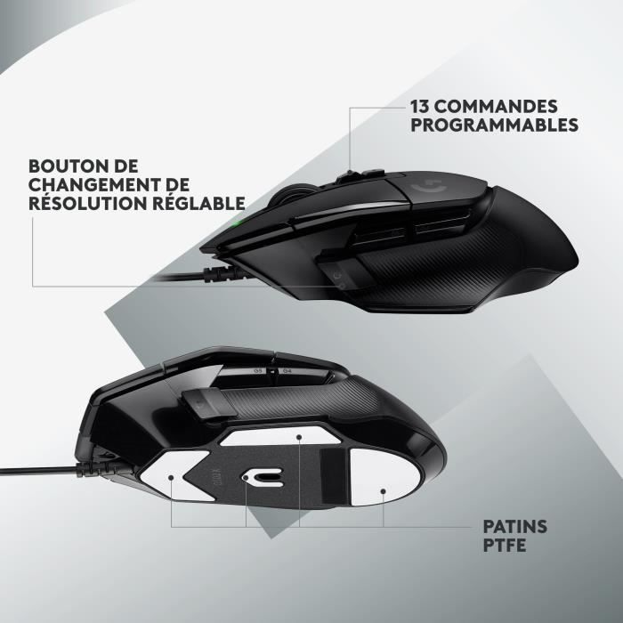 Souris gamer - Sans fil - Logitech G - G502 X - Noir